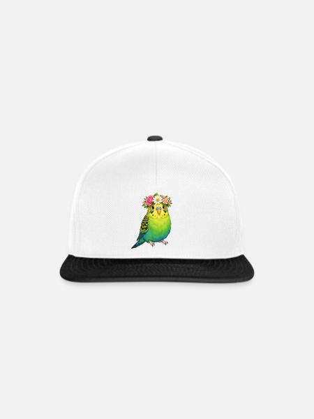 Wellensittich - Snapback Cap - Weiß/Schwarz