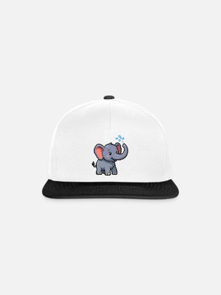 Pixel Elefant mit Blasen - Snapback Cap - Weiß/Schwarz