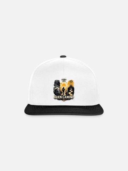 Buen Camino: Pilger Design - Snapback Cap - Weiß/Schwarz
