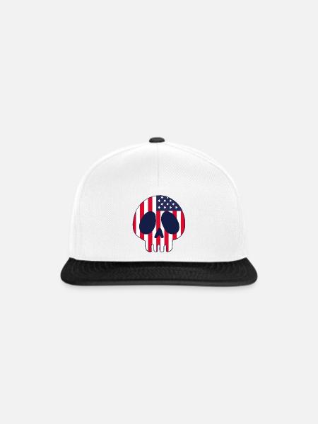 Amerikanischer Schädel - Snapback Cap - Weiß/Schwarz