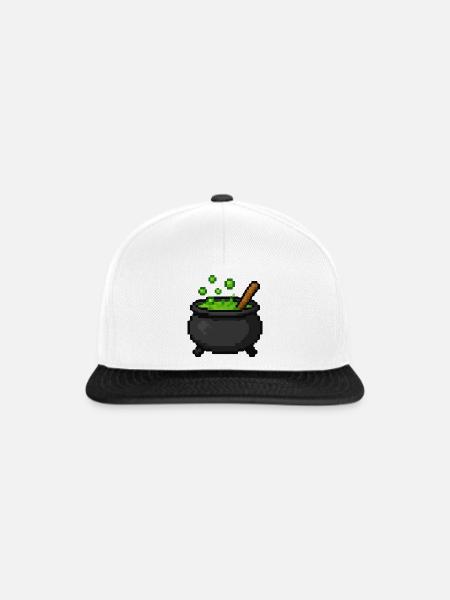 Pixelkessel der Grüntränke - Snapback Cap - Weiß/Schwarz