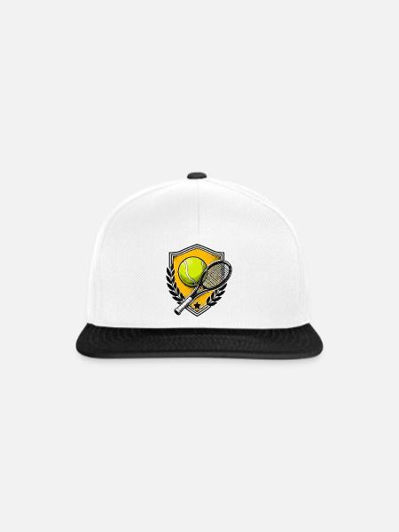 Tennis Schild Ball Schläger Kunst - Snapback Cap - Weiß/Schwarz