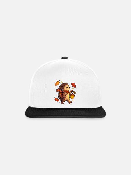Igel mit Eichellaterne - Snapback Cap - Weiß/Schwarz