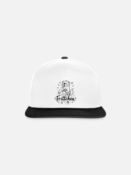 Frittchen - Frettchen mit Fritten - Pommes Frites - Snapback Cap - Weiß/Schwarz