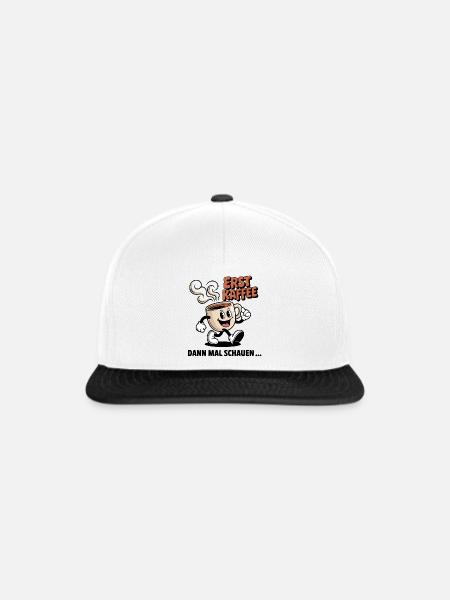 Erst Kaffee - Snapback Cap - Weiß/Schwarz