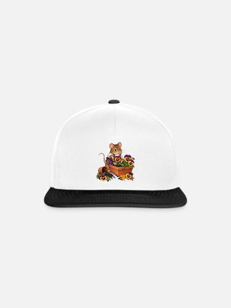 Feldmaus pflanzt Stiefmütterchen - Snapback Cap - Weiß/Schwarz