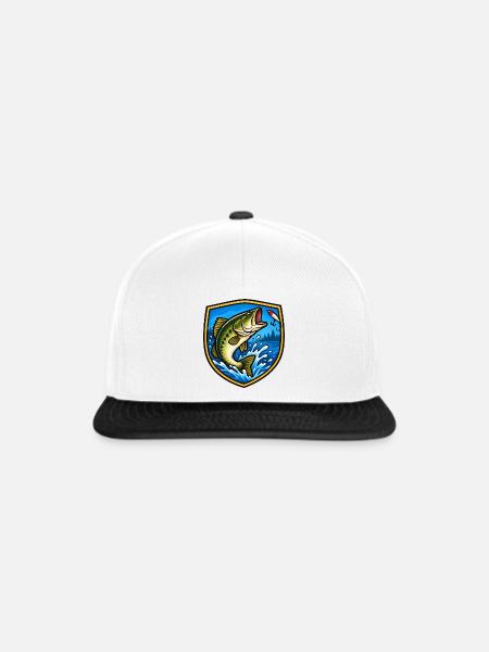 Bass Sprung Schild Patch - Snapback Cap - Weiß/Schwarz