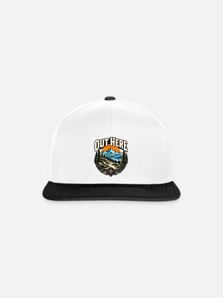 Out Here Wandern Outdoor - Snapback Cap - Weiß/Schwarz