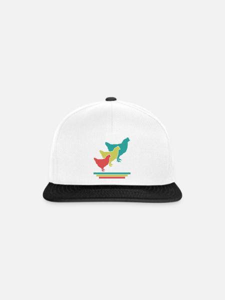 Hühner Trio Retro - Snapback Cap - Weiß/Schwarz