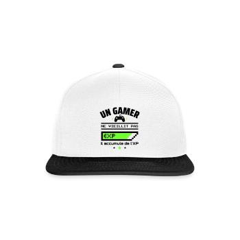 un gamer ne vieillit pas,idée cadeau anniversaire - Casquette snapback - blanc/noir - Devant