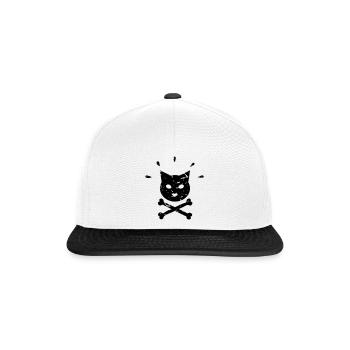 Jolly Roger Cat dans le style pochoir - Casquette snapback - blanc/noir - Devant