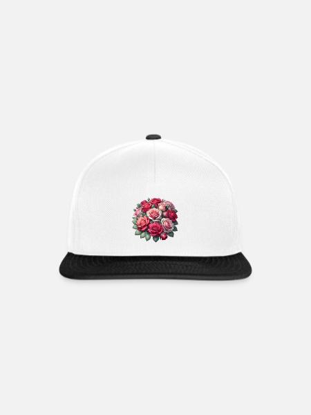 Rosestrauß - Snapback Cap - Weiß/Schwarz