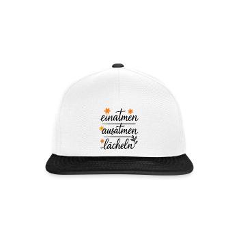 Einatmen Ausatmen Lächeln – Meditation Yoga - Snapback Cap - Weiß/Schwarz - Vorne