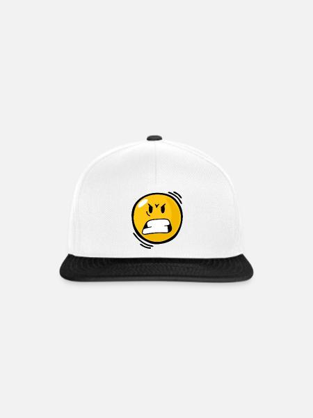 Smiley Anger - Snapback Cap - Weiß/Schwarz