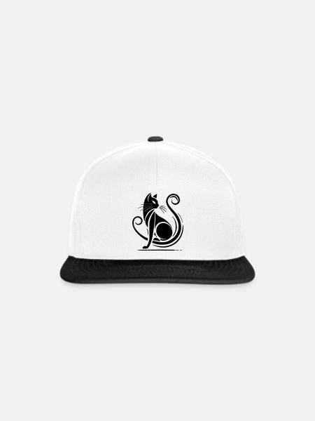 Moderne schwarze Katze - Snapback Cap - Weiß/Schwarz