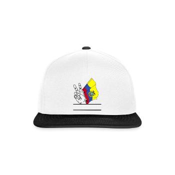 Flagge Ecuador Friedenszeichen Textraum - Snapback Cap - Weiß/Schwarz - Vorne