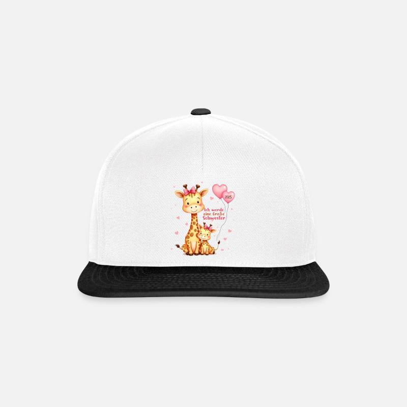 Ich Werde Große Schwester 2025 Giraffen - Snapback Cap - Weiß/Schwarz