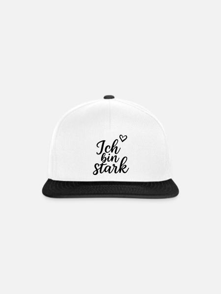 Ich bin stark - Snapback Cap - Weiß/Schwarz