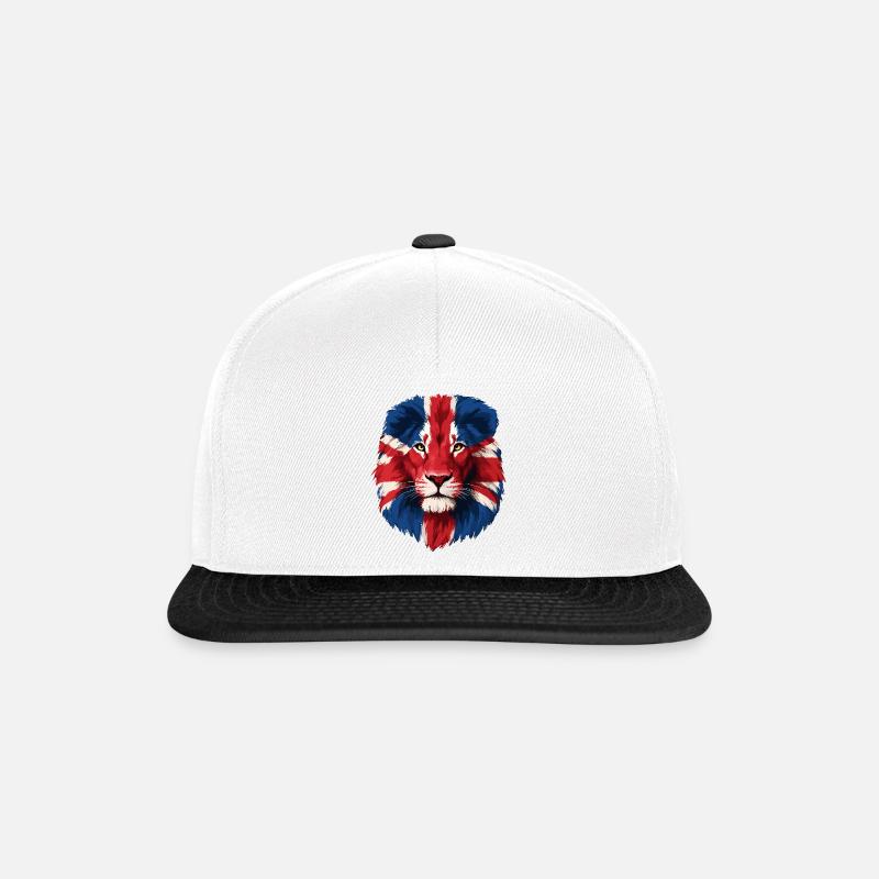 Britischer Löwe mit Union Jack Mähne - Snapback Cap - Weiß/Schwarz