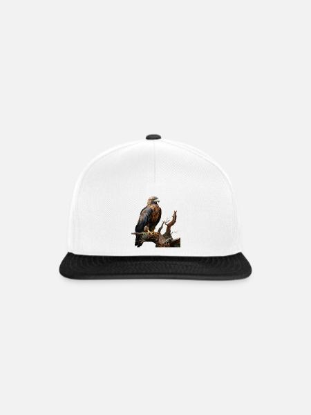 Kaiseradler auf moosigem Ast - Snapback Cap - Weiß/Schwarz