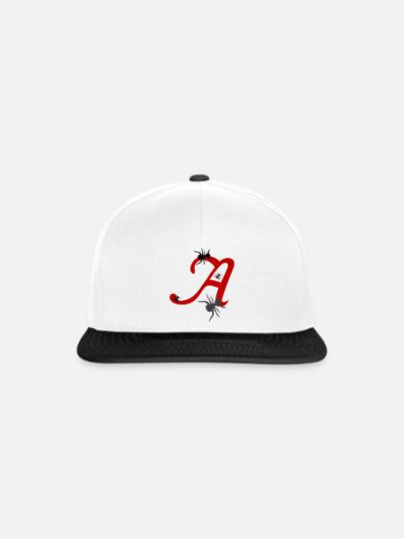 Buchstabe A Initiale - Snapback Cap - Weiß/Schwarz