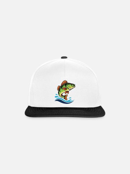 Bunter Flussbarsch Barsch Angeln - Snapback Cap - Weiß/Schwarz