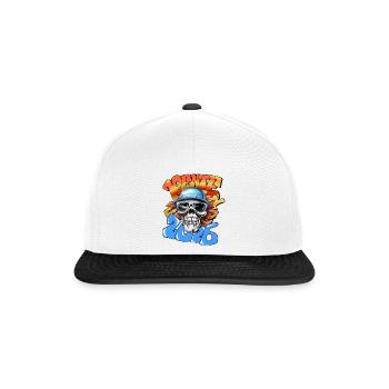 Schädel Rentner 2026 Neon Graffiti Pop-Art  - Snapback Cap - Weiß/Schwarz - Vorne