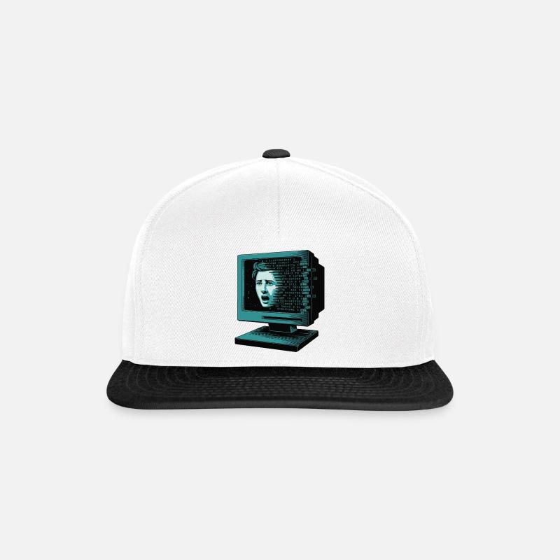 Retro Computer Terror Retroglitch AI - Snapback Cap - white/black