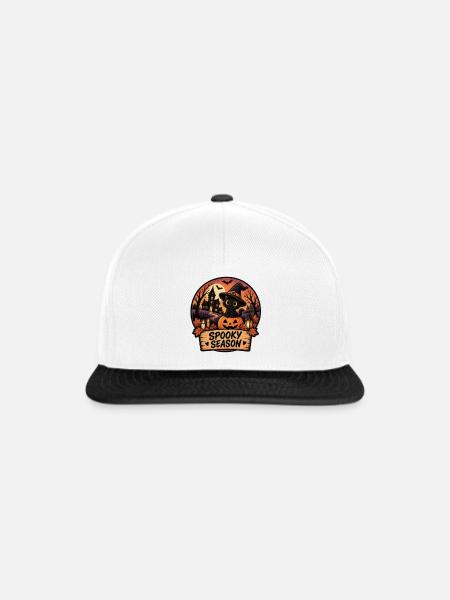 Spuk Katze Kürbiszauber - Snapback Cap - Weiß/Schwarz