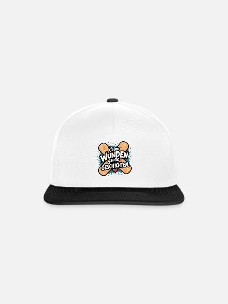 Kleine Wunden, Große Geschichten - Snapback Cap - Weiß/Schwarz