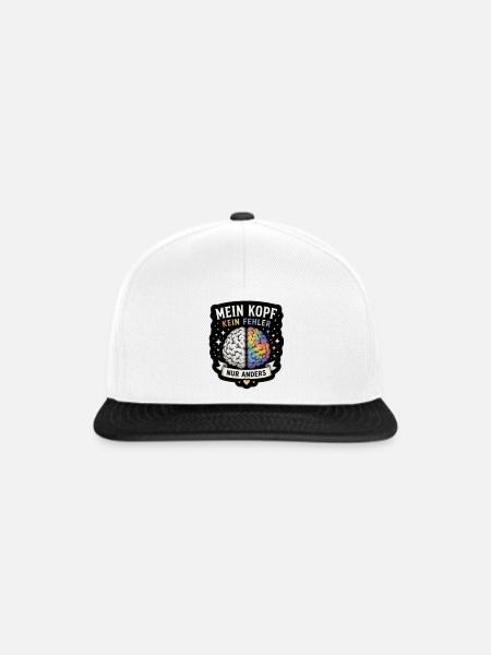 Mein Kopf: Kein Fehler, Anders - Snapback Cap - Weiß/Schwarz