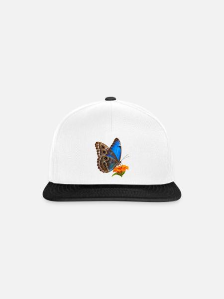 Schmetterling Blauer Morpho - Snapback Cap - Weiß/Schwarz