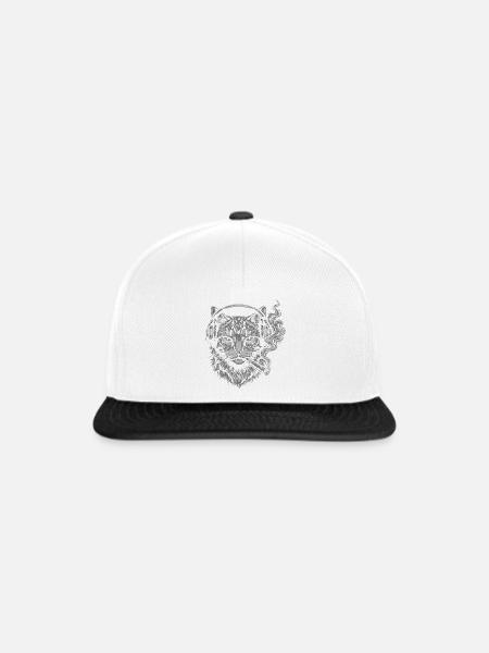 Katze mit Kopfhörern rauchende Zigarre - Snapback Cap - Weiß/Schwarz