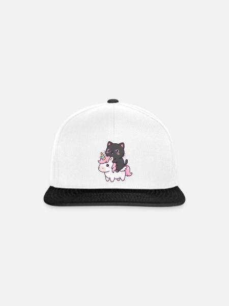 Katze auf Einhorn - Snapback Cap - Weiß/Schwarz