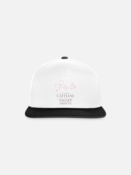 Nachtschichten Kaffee Motiv - Snapback Cap - Weiß/Schwarz