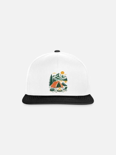 Bergcamping Abendstimmung - Snapback Cap - Weiß/Schwarz