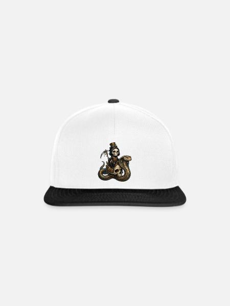 Skelett-Dampffahrer - Snapback Cap - Weiß/Schwarz