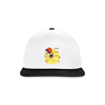 Sonnenporträt mit Blumen - Snapback Cap - Weiß/Schwarz - Vorne