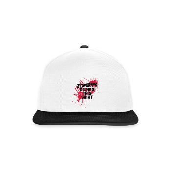 zombies runied this shirt - zombie blutflecken - Snapback Cap - Weiß/Schwarz - Vorne