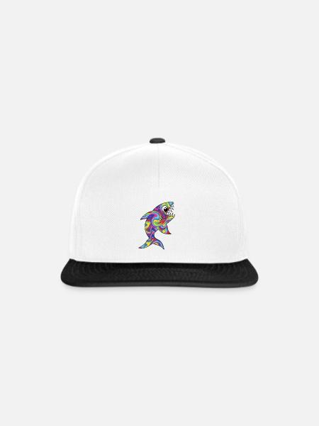 Bunter Hai - Snapback Cap - Weiß/Schwarz