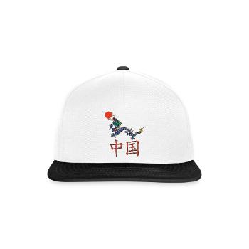 Chinesischer Drache - Snapback Cap - Weiß/Schwarz - Vorne