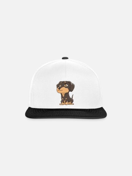 Niedlicher Dackel Kawaii - Snapback Cap - Weiß/Schwarz