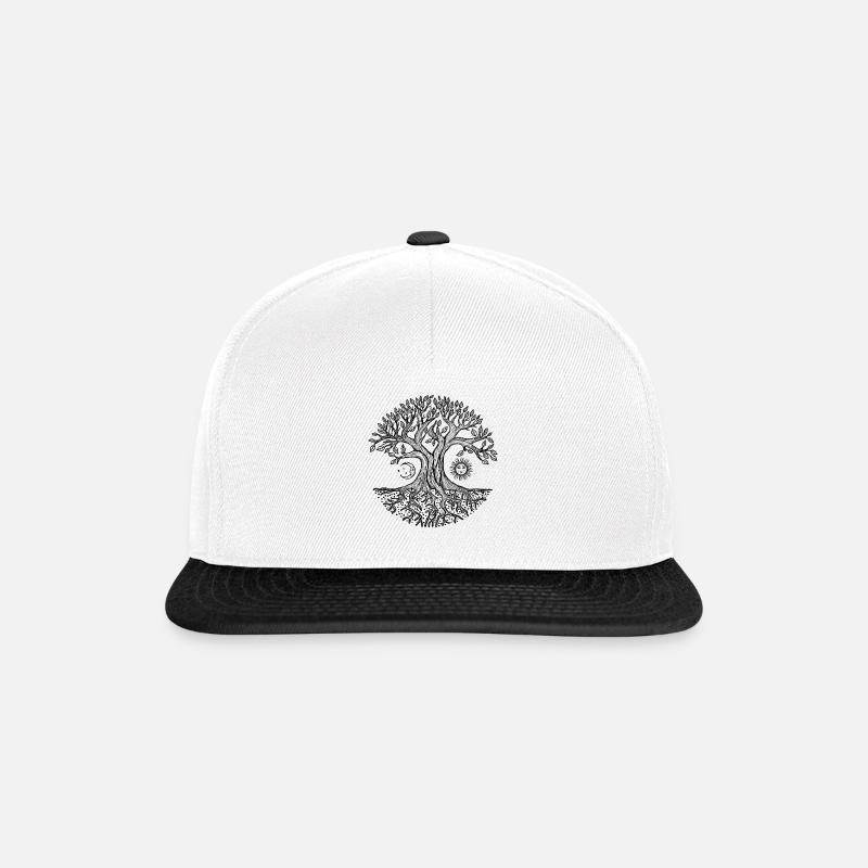 Baum des Lebens - schwarz und weiß - Snapback Cap - Weiß/Schwarz