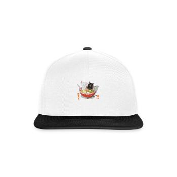 Ramen Katzen - Snapback Cap - Weiß/Schwarz - Vorne