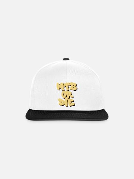 MTB Or Die – Trail und Downhill Design - Snapback Cap - Weiß/Schwarz