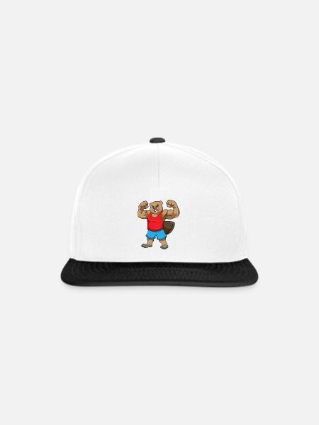 Biber Bodybuilder Bodybuilding Sport - Snapback Cap - Weiß/Schwarz