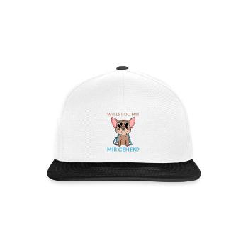 Willst du mit mir(Gassi) gehen? - Snapback Cap - Weiß/Schwarz - Vorne