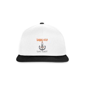 Anker mit Möwen Sabbel Nich Dat Geit - Snapback Cap - Weiß/Schwarz - Vorne