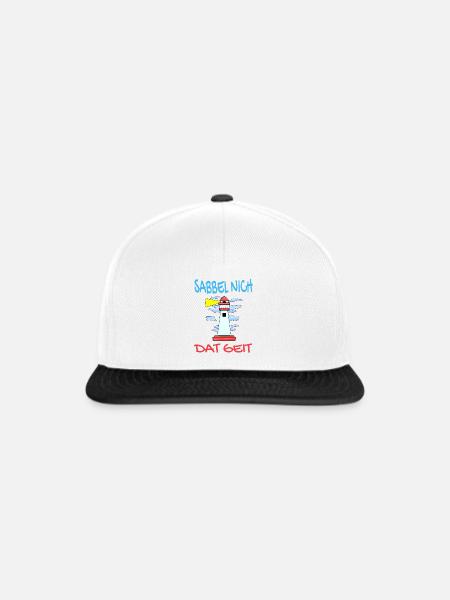 Leuchtturm - Sabbel Nich Dat Geit - Plattdeutsch - Snapback Cap - Weiß/Schwarz