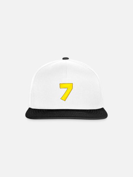 Nummer 7 - Zahl 7 - Snapback Cap - Weiß/Schwarz